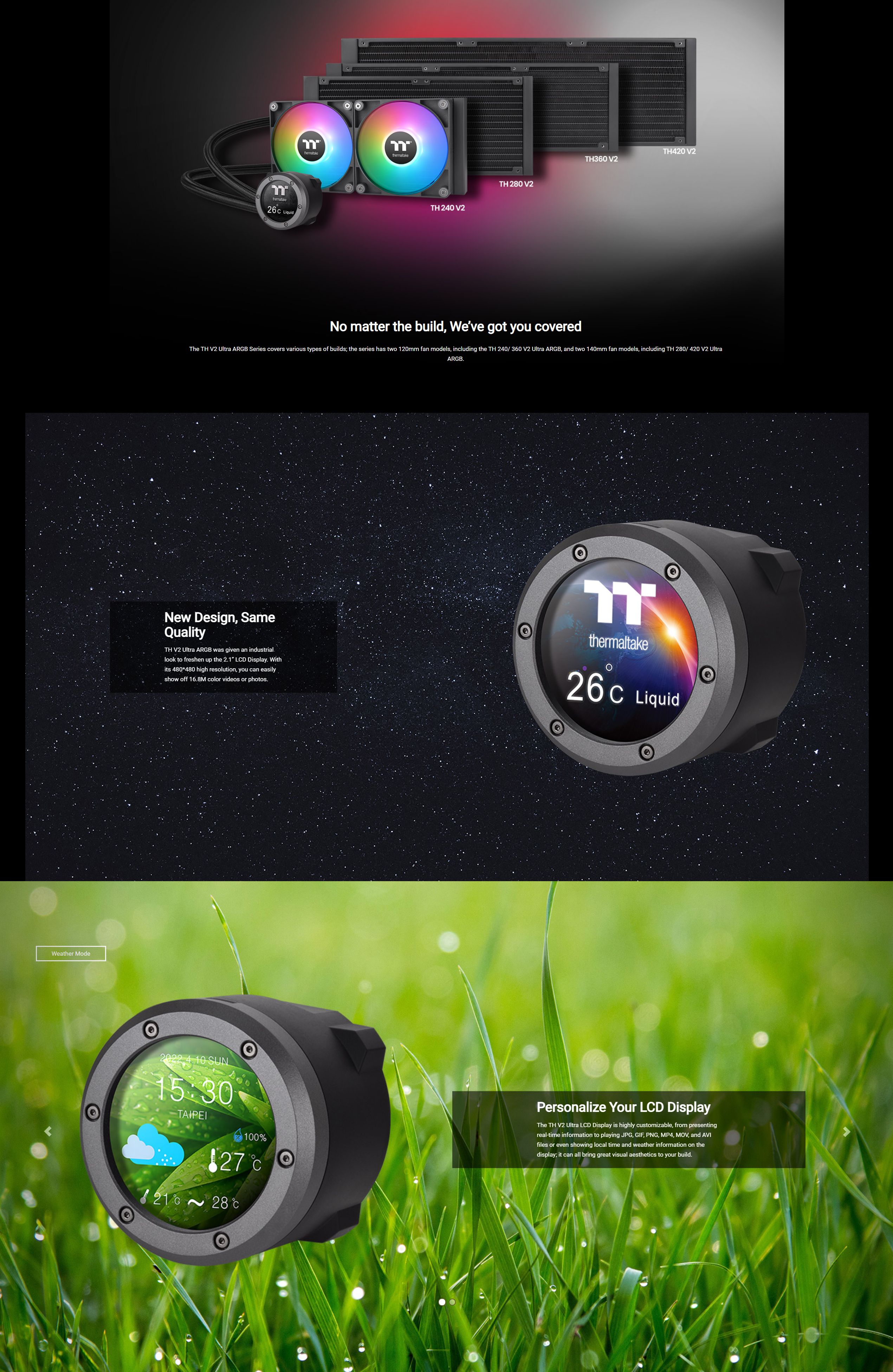 A large marketing image providing additional information about the product Thermaltake TH420 V2 Ultra ARGB - 420mm AIO Liquid CPU Cooler with LCD Display - Additional alt info not provided